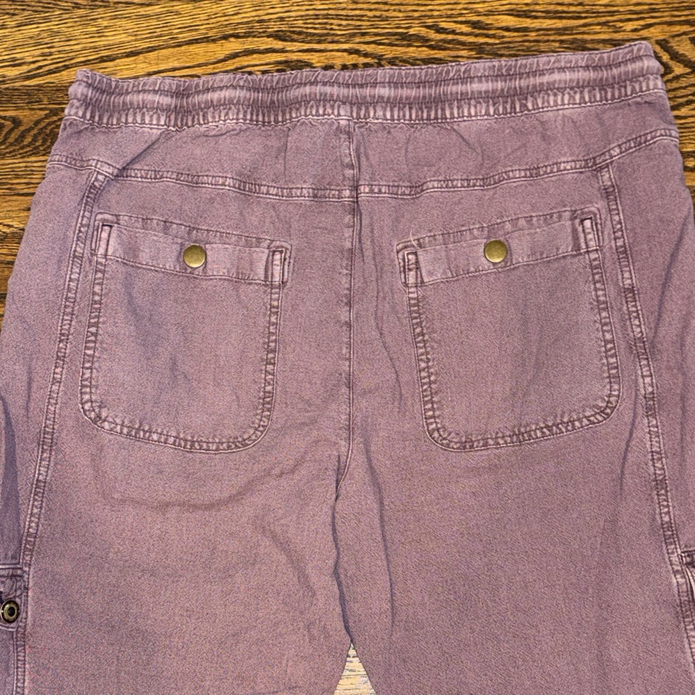 Anthropoloige Dusty Purple Cargo Linen Jogger Pants Women's L - Picture 6 of 7